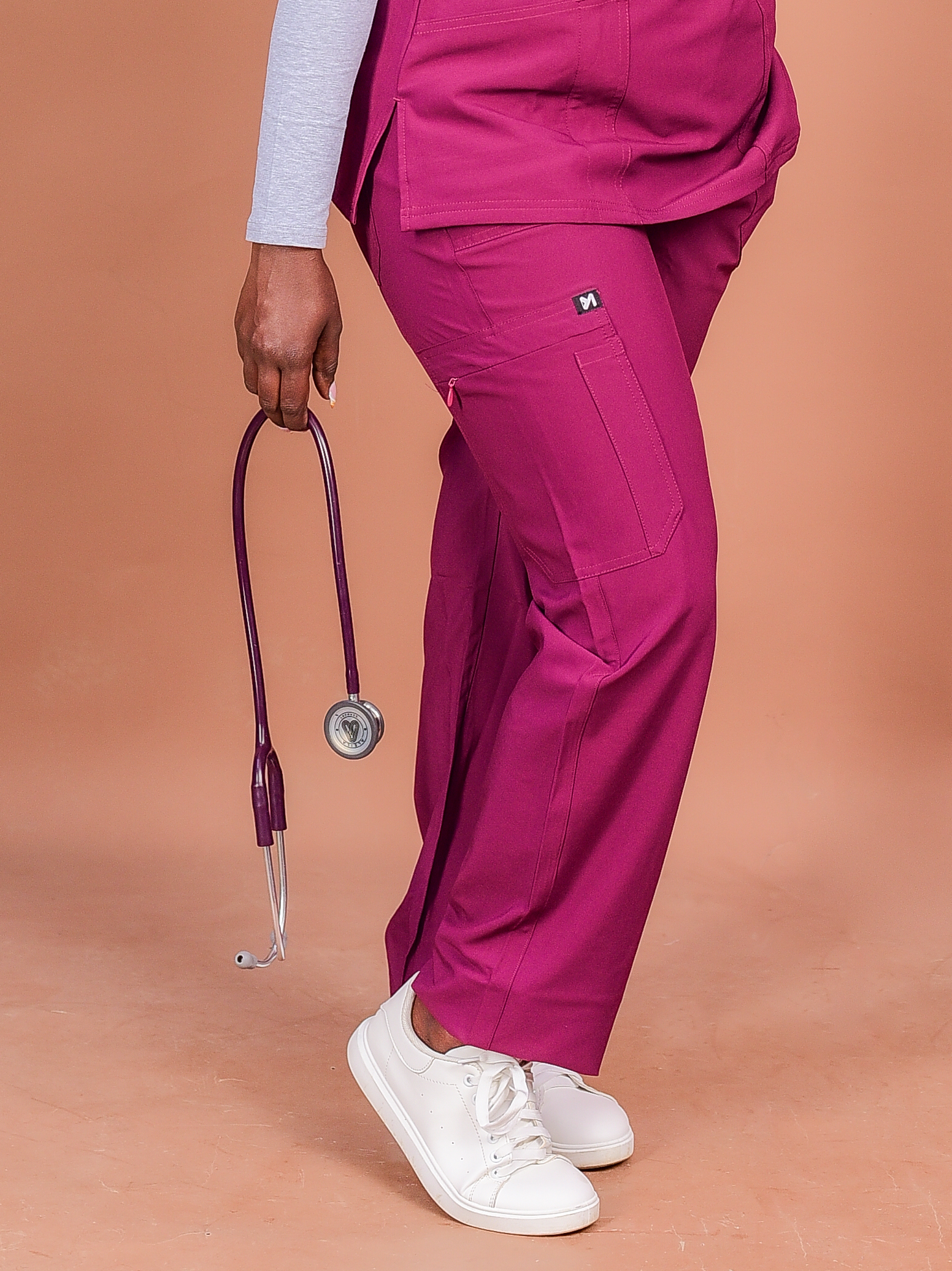 AK0_6306 Burgundy Alma scrubs for nurses and healthcare professionals in Kenya