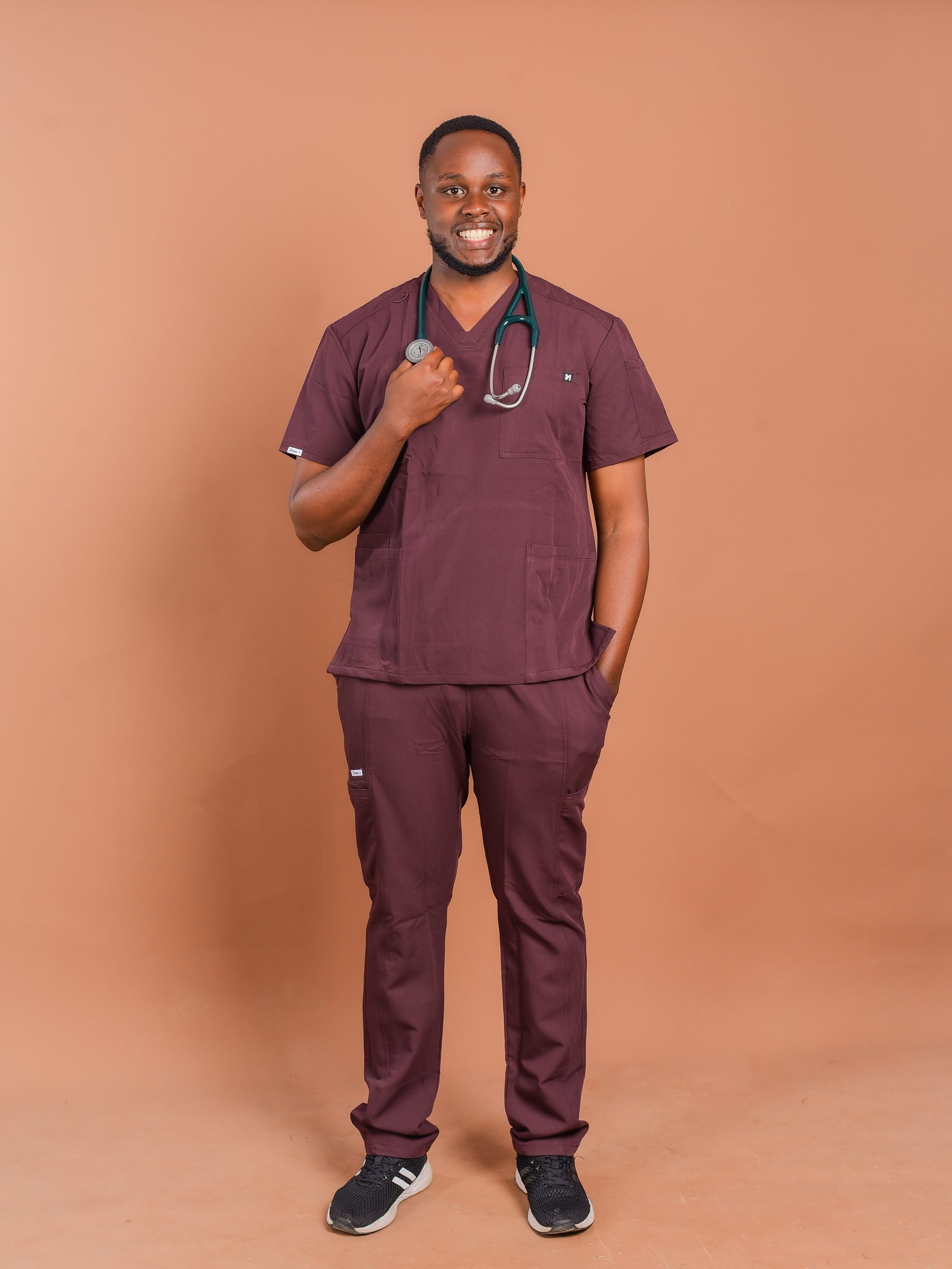 Medical scrubs for men in chocolate brown