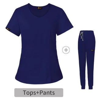 Navy Blue Round Neck Jogger Women's Scrub